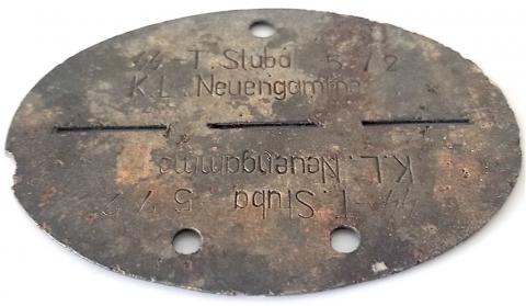 WW2 GERMAN NAZI RARE WAFFEN SS TOTENKOPF K.L neuengamme CONCENTRATION CAMP GUARD DOGTAG SS-T STUBA GERMANY HOLOCASUT JEW JEWISH   VERY RARE DOGTAG, SMALL CAMP IN GERMANY...