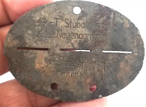 WW2 GERMAN NAZI RARE WAFFEN SS TOTENKOPF K.L neuengamme CONCENTRATION CAMP GUARD DOGTAG SS-T STUBA GERMANY HOLOCASUT JEW JEWISH   VERY RARE DOGTAG, SMALL CAMP IN GERMANY...