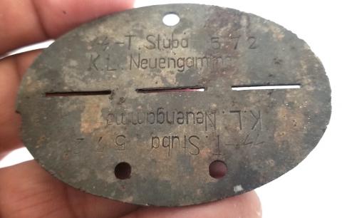 WW2 GERMAN NAZI RARE WAFFEN SS TOTENKOPF K.L neuengamme CONCENTRATION CAMP GUARD DOGTAG SS-T STUBA GERMANY HOLOCASUT JEW JEWISH   VERY RARE DOGTAG, SMALL CAMP IN GERMANY...