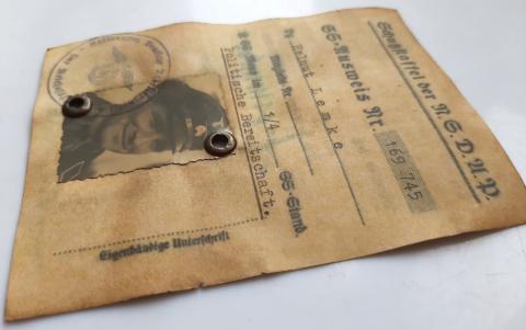 WW2 GERMAN NAZI RARE WAFFEN SS TOTENKOPF SS-MAN AUSWEIS ID DELIVERED BY THE NSDAP