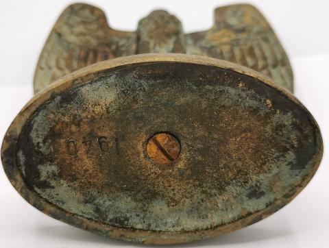 WW2 GERMAN NAZI RELIC FOUND ADOLF HITLER NSDAP BRASS DESKTOP EAGLE PODIUM WW2 GERMAN NAZI RELIC FOUND ADOLF HITLER NSDAP BRASS DESKTOP EAGLE PODIUM