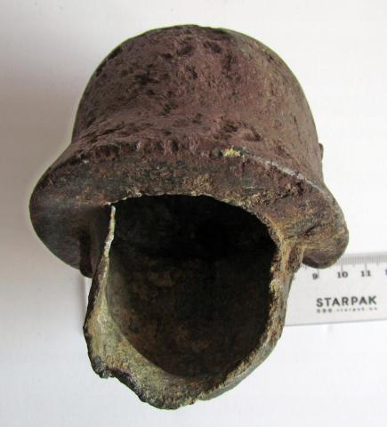 WW2 GERMAN NAZI RELIC FOUND NICE WAFFEN SS OR WEHRMACHT SOLDIER HEAD BUST MASSIVE - HELMET & INSIGNIA