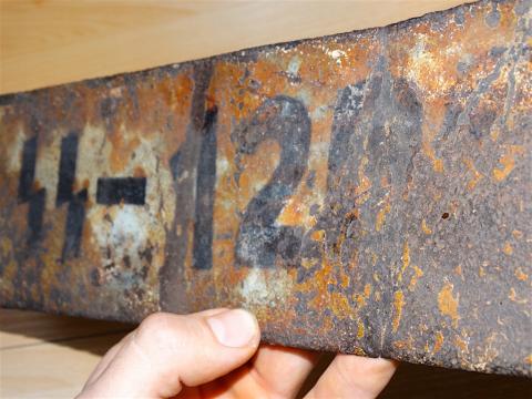 WW2 GERMAN NAZI RELIC FOUND WAFFEN SS ARMOURED TRUCK LICENCE PLATE WITH SS RUNES