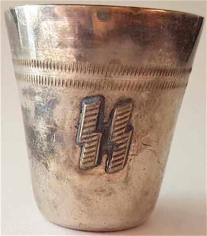 WW2 GERMAN NAZI RELIC FOUND WAFFEN SS VODKA SILVER CUP WITH SS RUNES KANTINE SS WW2 GERMAN NAZI RELIC FOUND WAFFEN SS VODKA SILVER CUP WITH SS RUNES KANTINE SS