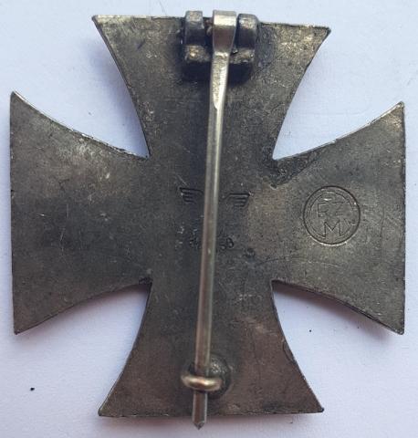 WW2 GERMAN NAZI ***REPLIKA*** OF AN IRON CROSS FIRST CLASS MEDAL AWARD BY RZM STAMPED