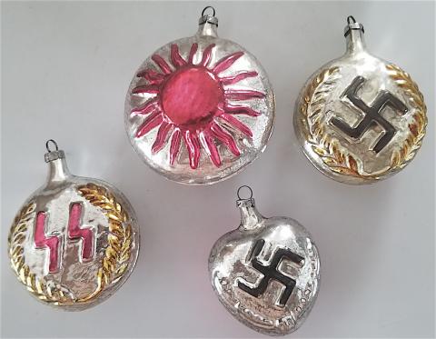 CHRISTMAS ORNAMENTS WAFFEN SS SWASTIKA HITLER III REICH WW1 WW2 TREE