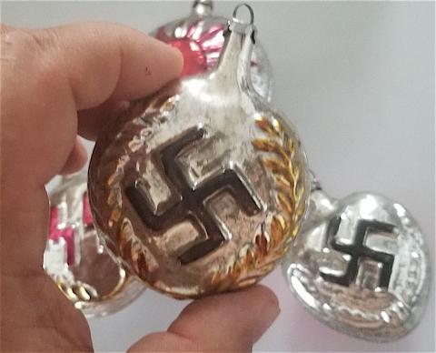 CHRISTMAS ORNAMENTS WAFFEN SS SWASTIKA HITLER III REICH WW1 WW2 TREE