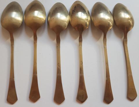 WW2 GERMAN NAZI SET OF 6 THIRD REICH SILVERWARE SPOONS FROM THE ALLGEMEINE SS