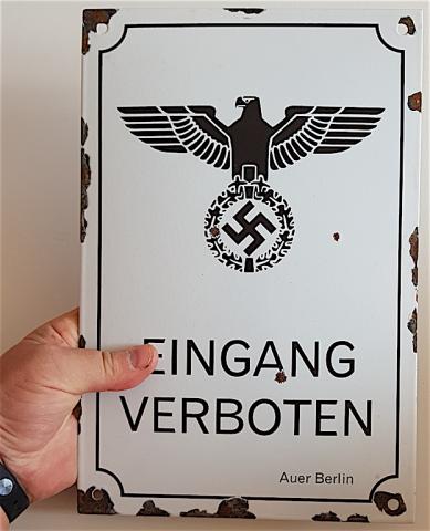 WW2 GERMAN NAZI ENAMEL THIRD REICH NSDAP SIGN BERLIN EAGLE HITLER SWASTIKA
