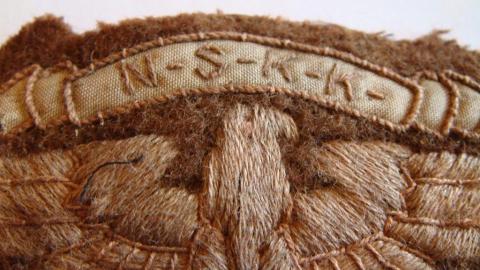 WW2 GERMAN NAZI TUNIC REMOVED NSKK EAGLE SLEEVE PATCH INSIGNIA CLOTH N.S.K.K