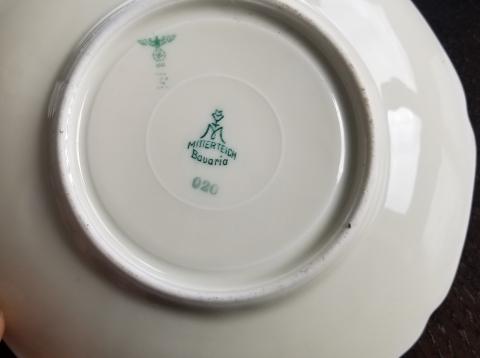 WW2 GERMAN NAZI UNIQUE HIGH RANK LEADER OF THE 1st SS Panzer Division Leibstandarte SS Adolf Hitler LSSAH 2 PORCELAIN SERVICE - CUPS AND PLATES MARKED