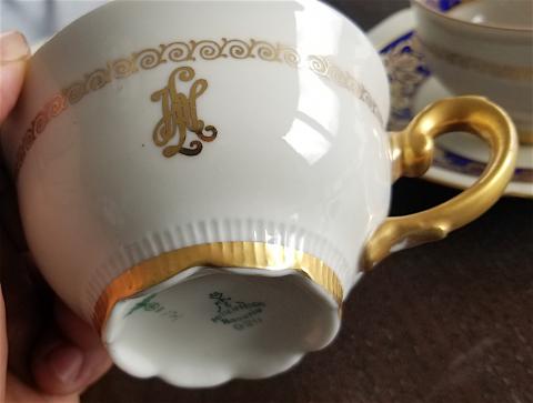 WW2 GERMAN NAZI UNIQUE HIGH RANK LEADER OF THE 1st SS Panzer Division Leibstandarte SS Adolf Hitler LSSAH 2 PORCELAIN SERVICE - CUPS AND PLATES MARKED