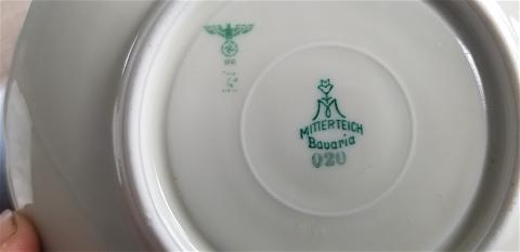 WW2 GERMAN NAZI UNIQUE HIGH RANK THIRD REICH LEADER OF THE 1st SS Panzer Division Leibstandarte SS Adolf Hitler LSSAH 2 PORCELAINS SERVICE - CUPS AND PLATES MARKED