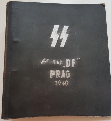 WW2 GERMAN NAZI UNIQUE WAFFEN SS DOCUMENT HOLDER BINDER WAFFEN SS REGIMENT FROM PRAGUE 1940