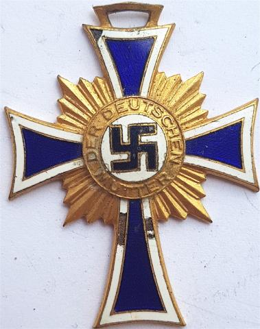 WW2 GERMAN NAZI VERY NICE MOTHER CROSS MEDAL AWARD IN GOLD Ehrenkreuz der Deutschen Mutter
