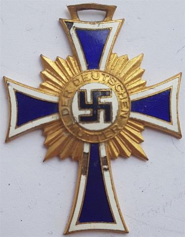 WW2 GERMAN NAZI VERY NICE MOTHER CROSS MEDAL AWARD IN GOLD Ehrenkreuz der Deutschen Mutter