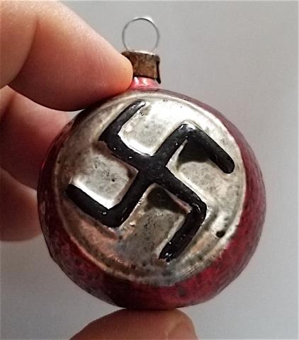 WW2 GERMAN NAZI NSDAP EARLY 1930S CHRISTMAS BALL SWASTIKA ORNAMENT TREE