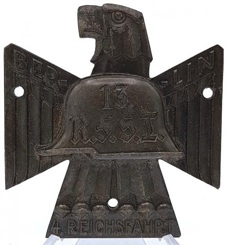 WW2 GERMAN NAZI VERY RARE THIRD REICH BERLIN CAR METAL PLATE EAGLE + IRON CROSS WH ARMY BADGE