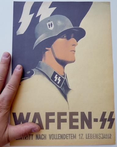 WW2 GERMAN NAZI VERY RARE UNISSUED WAFFEN SS RECRUITMENT POSTER