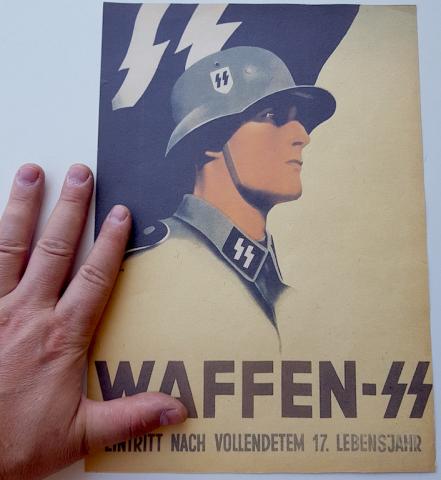 WW2 GERMAN NAZI VERY RARE UNISSUED WAFFEN SS RECRUITMENT POSTER