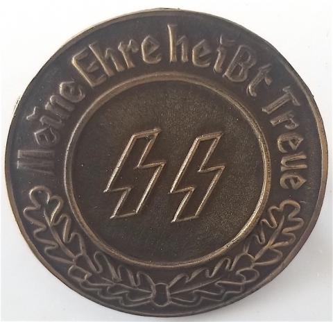 WW2 GERMAN NAZI VERY RARE WAFFEN SS MEMBERSHIP BADGE WITH THE MEINE EHRE HEIßT TREUE DAGGER MOTO