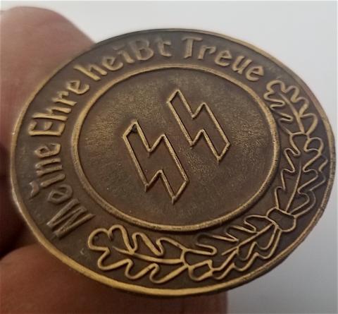 WW2 GERMAN NAZI VERY RARE WAFFEN SS MEMBERSHIP BADGE WITH THE MEINE EHRE HEIßT TREUE DAGGER MOTO