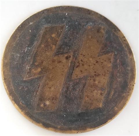 WW2 GERMAN NAZI VERY RARE WAFFEN SS RUNES METAL PLATE INSIGNIA