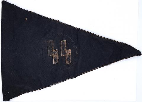 WW2 GERMAN NAZI WAFFEN SS CAR PENNANT FLAG WITH SS RUNES BOTH SIDES