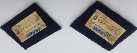 WW2 GERMAN NAZI WAFFEN SS COLLAR TAB SET RZM TAG NCO TUNIC