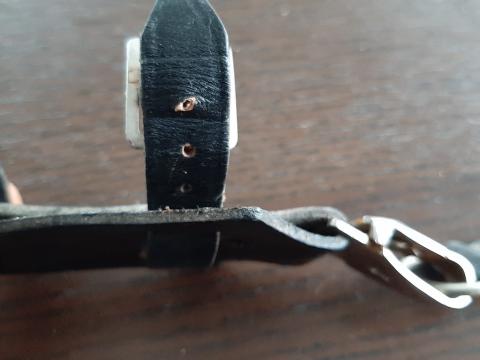 WW2 GERMAN NAZI WAFFEN SS DAGGER VERTICAL LEATHER HANGER + LOOP - RZM STAMPED & SS RUNES