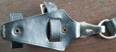 WW2 GERMAN NAZI WAFFEN SS DAGGER VERTICAL LEATHER HANGER + LOOP - RZM STAMPED & SS RUNES