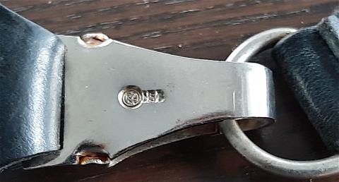 WW2 GERMAN NAZI WAFFEN SS DAGGER VERTICAL LEATHER HANGER + LOOP - RZM STAMPED & SS RUNES