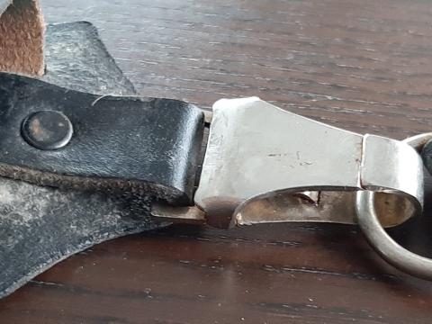 WW2 GERMAN NAZI WAFFEN SS DAGGER VERTICAL LEATHER HANGER + LOOP - RZM STAMPED & SS RUNES