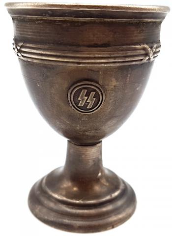 WW2 GERMAN NAZI WAFFEN SS KANTINE SILVERWARE EGG CUP PANZER TOTENKOPF ALLGEMEINE