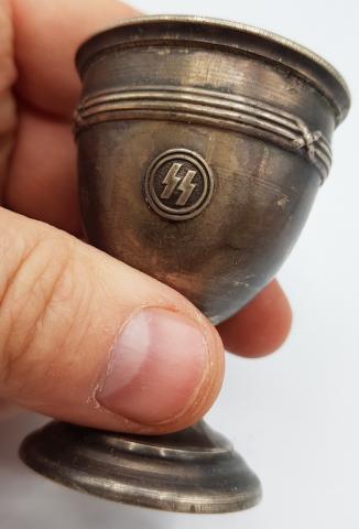 WW2 GERMAN NAZI WAFFEN SS KANTINE SILVERWARE EGG CUP PANZER TOTENKOPF ALLGEMEINE