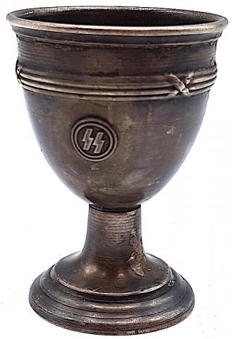 WW2 GERMAN NAZI WAFFEN SS KANTINE SILVERWARE EGG CUP PANZER TOTENKOPF ALLGEMEINE