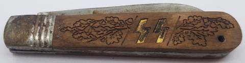 WW2 GERMAN NAZI WAFFEN SS POCKET TRENCH CUSTOM KNIFE WITH SS RUNES ENGRAVED BY J.A.HENCKELS, SOLINGEN 1943