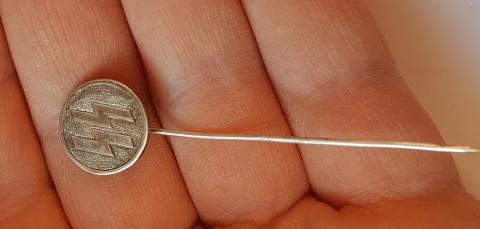 WW2 GERMAN NAZI WAFFEN SS RARE SILVER MEMBERSHIP STICKPIN IN ORIGINAL CASE - MARKED SILVER 800 - THIRD REICH EAAGLE AND MAKER RATH