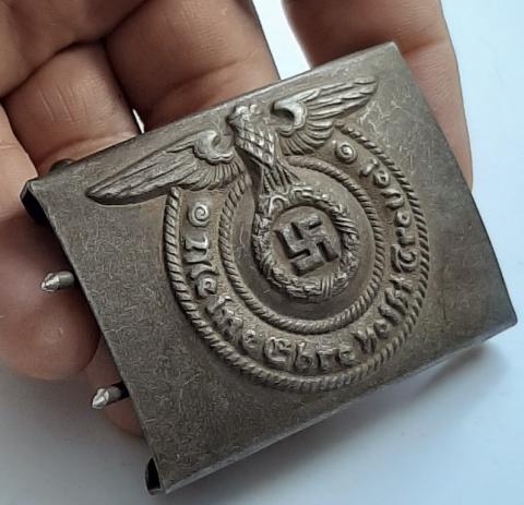 WW2 GERMAN NAZI WAFFEN SS RZM BELT BUCKLE METAL UNIFORM SS