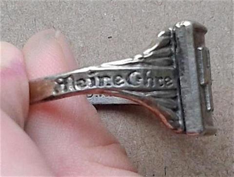 WW2 GERMAN NAZI WAFFEN SS SILVER 800 RING MARKED heißt Treue SS MOTO BY D.R.GM