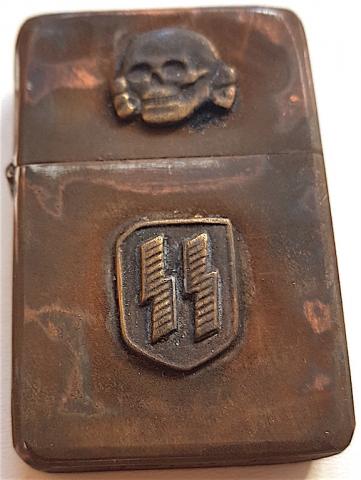 WW2 GERMAN NAZI WAFFEN SS TOTENKOPF CUSTOM ZIPPO RELIC FOUND WITH NEW INSIDE ADDED