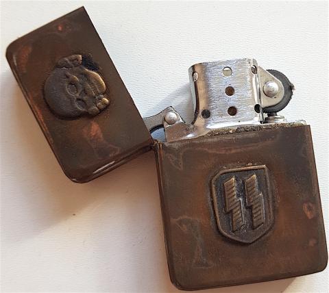 WW2 GERMAN NAZI WAFFEN SS TOTENKOPF CUSTOM ZIPPO RELIC FOUND WITH NEW INSIDE ADDED