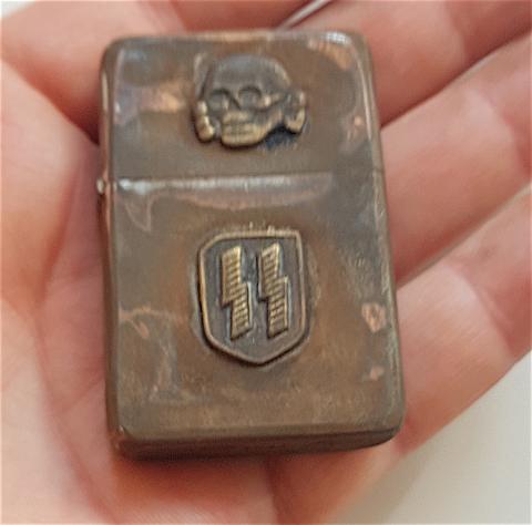 WW2 GERMAN NAZI WAFFEN SS TOTENKOPF CUSTOM ZIPPO RELIC FOUND WITH NEW INSIDE ADDED