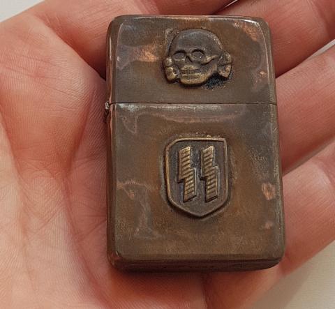 WW2 GERMAN NAZI WAFFEN SS TOTENKOPF CUSTOM ZIPPO RELIC FOUND WITH NEW INSIDE ADDED