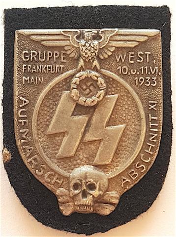 WW2 GERMAN NAZI WAFFEN SS TOTENKOPF FRANKFURT GRUPPEN EARLY PANZER DIVISION BADGE