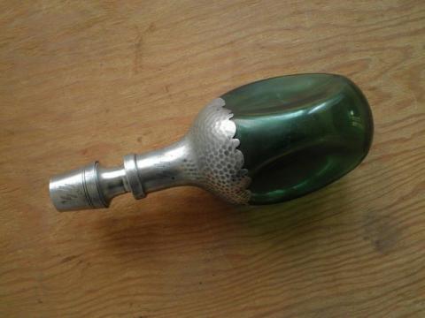 WW2 GERMAN NAZI WAFFEN SS VODKA BOTTLE WITH SILVERWARE CUP SS RUNES ENGRAVED