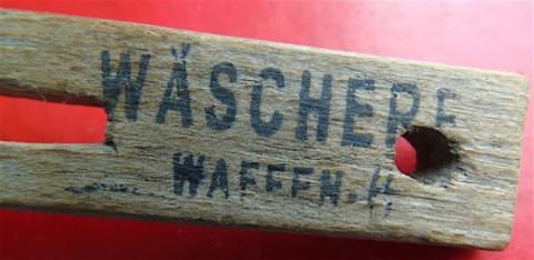 WW2 GERMAN NAZI WAFFEN SS WOODEN CLOTH HANGER MARKED " WAFFEN SS "