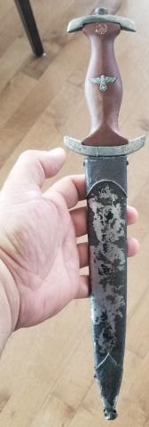 WW2 GERMAN NAZI WAR RELIC EARLY RZM SA DAGGER BATTLEFIELD FOUND WORN - COMBAT
