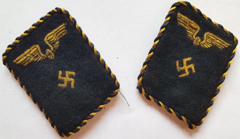 WW2 GERMAN NAZI WEHRMACHT COLLAR TABS SET Deutsche REICHSBAHN DRB German National Railway  UNIFORM TUNIC REMOVED INSIGNIA PATCH