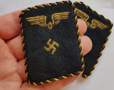 WW2 GERMAN NAZI WEHRMACHT COLLAR TABS SET Deutsche REICHSBAHN DRB German National Railway  UNIFORM TUNIC REMOVED INSIGNIA PATCH